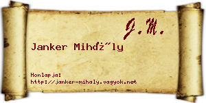Janker Mihály névjegykártya